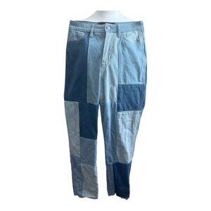 Hollister Ultra High-rise Mom Jean - Vintage Stretch Patchwork Blue Denim 25x27